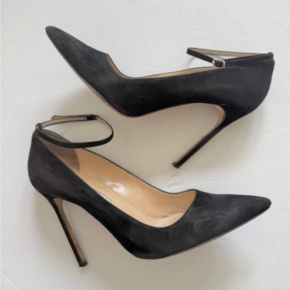 Manolo Blahnik Black Suede Leather BB Strap 115mm pointed toe pumps EU 40.5 - Picture 5 of 11